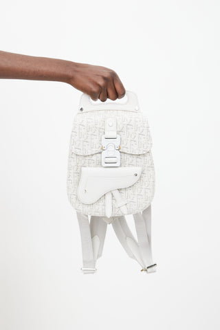 Dior White Oblique Canvas Mini Saddle Backpack