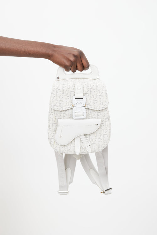 Dior White Oblique Canvas Mini Saddle Backpack