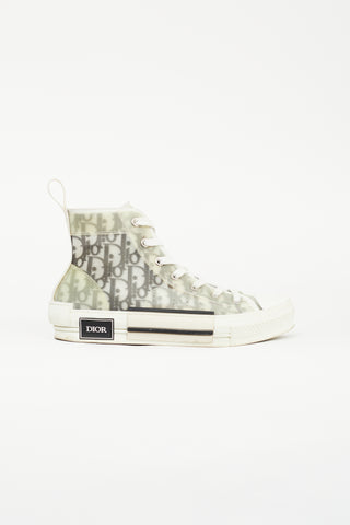 Dior White Mesh Monogram B23 High Top Sneaker