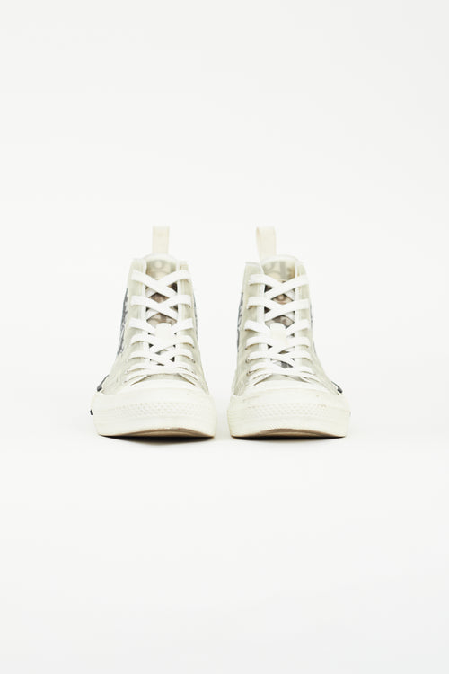 Dior White Mesh Monogram B23 High Top Sneaker