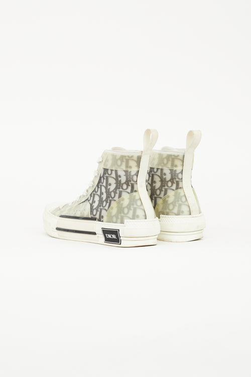 Dior White Mesh Monogram B23 High Top Sneaker