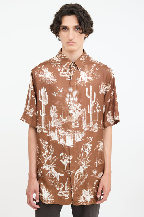 Dior X Cactus Jack Brown 
White Oversized Printed Shirt