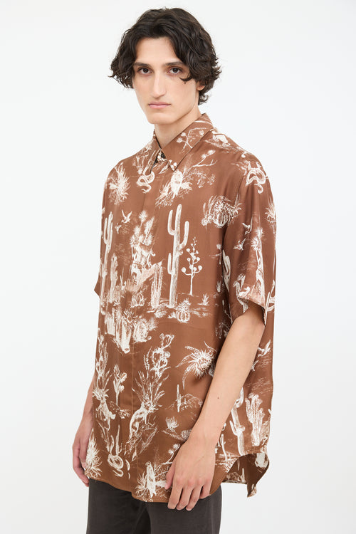 Dior X Cactus Jack Brown 
White Oversized Printed Shirt