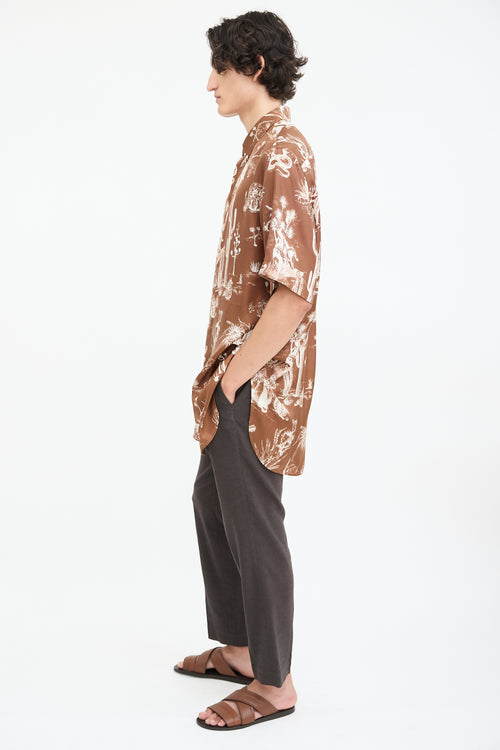 Dior X Cactus Jack Brown 
White Oversized Printed Shirt