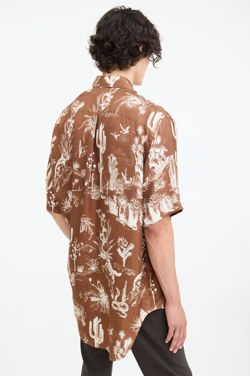 Dior X Cactus Jack Brown 
White Oversized Printed Shirt