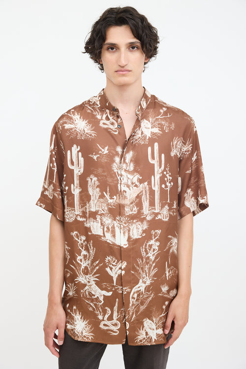 Dior X Cactus Jack Brown 
White Oversized Printed Shirt