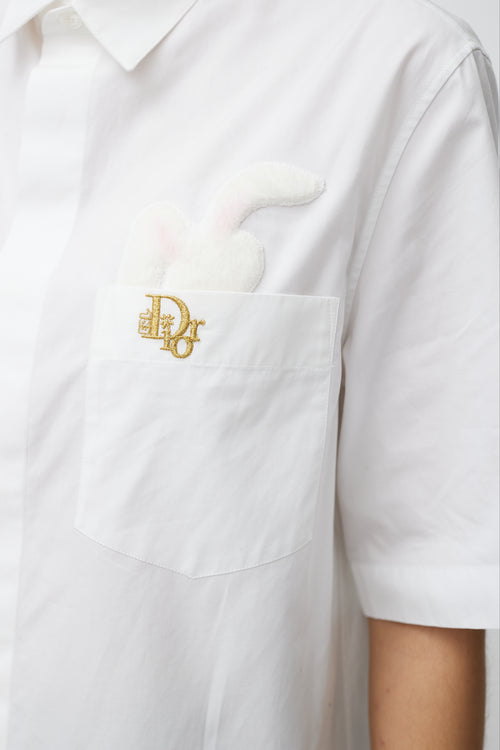 Dior X ERL White 
Gold Embroidered Shirt