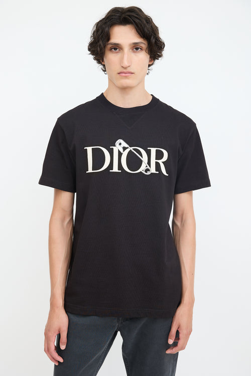 Dior X Judy Blame Black Safety Pin Embroidered T-Shirt