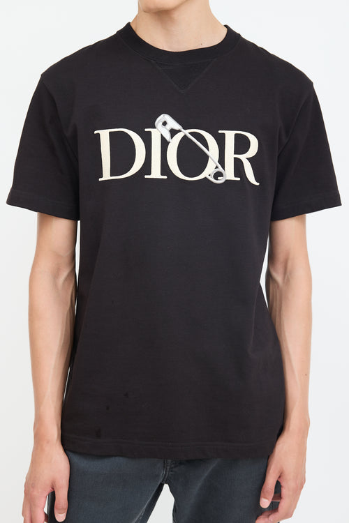 Dior X Judy Blame Black Safety Pin Embroidered T-Shirt