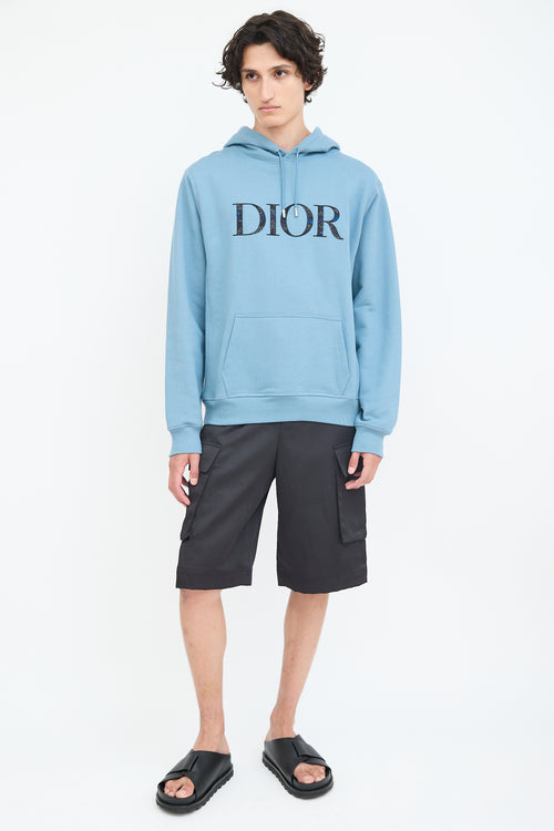 Dior X Peter Doig Blue Embroidered Logo Hoodie