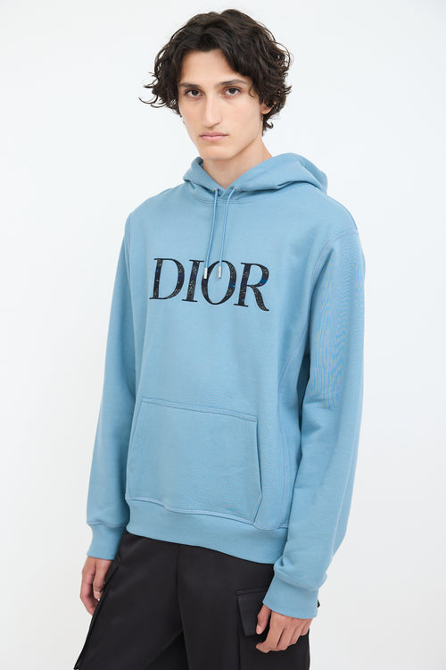 Dior X Peter Doig Blue Embroidered Logo Hoodie