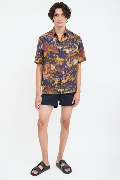 Dior X Peter Doig Brown 
Multicolour Oblique Abstract Shirt