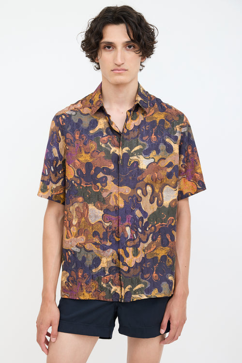 Dior X Peter Doig Brown 
Multicolour Oblique Abstract Shirt