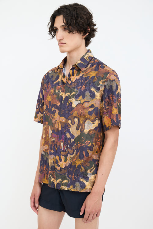 Dior X Peter Doig Brown 
Multicolour Oblique Abstract Shirt