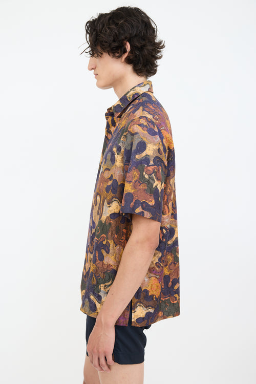 Dior X Peter Doig Brown 
Multicolour Oblique Abstract Shirt