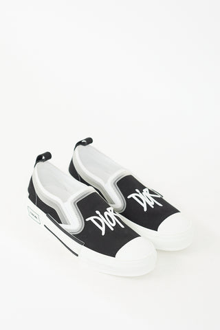 Dior X Shawn Stussy Black 
White B23 Slip On Sneaker