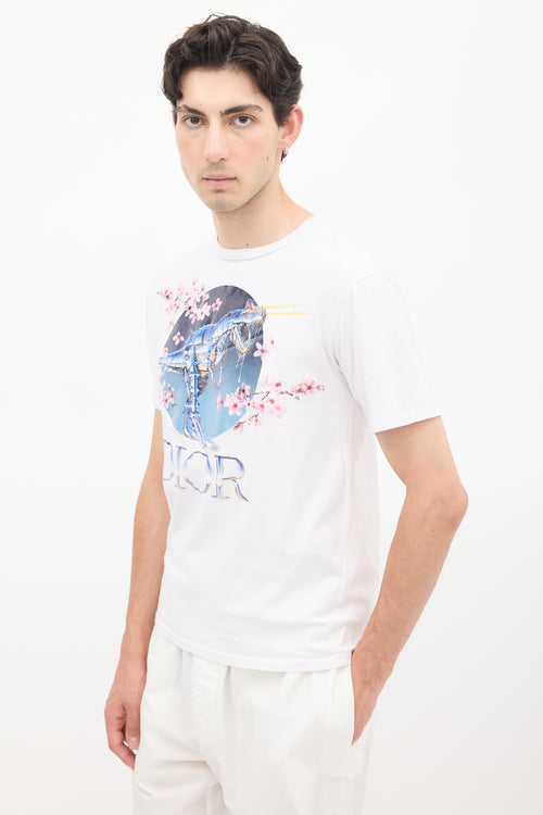 Dior X Sorayama 2019 White 
Multicolour Dinosaur Graphic T-Shirt