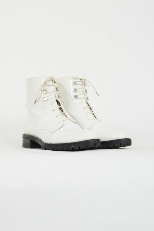 Dior White Patent Rebelle Boot