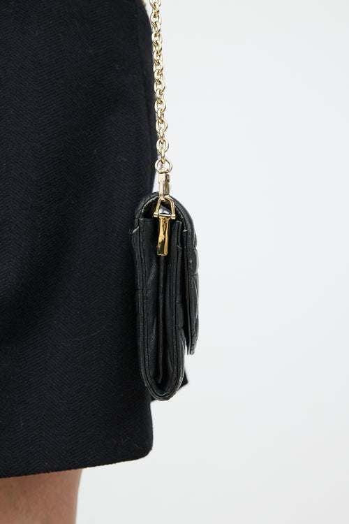 Dior Black Cannage LadyDior Wallet On Chain