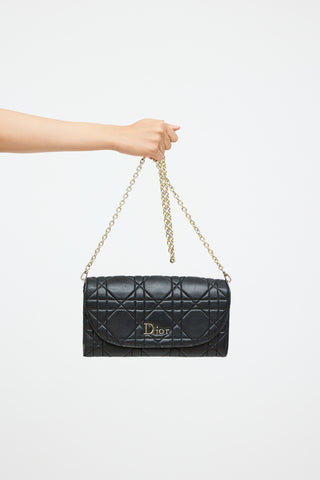 Dior Black Cannage LadyDior Wallet On Chain