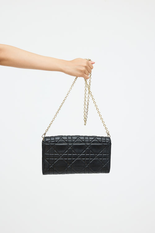 Dior Black Cannage LadyDior Wallet On Chain