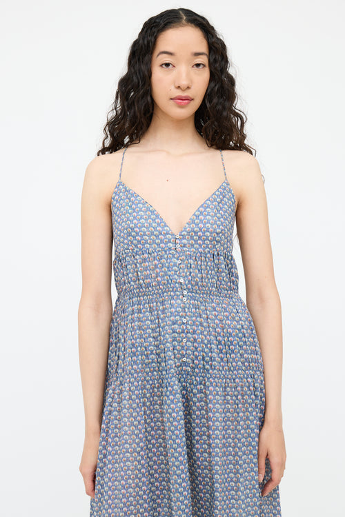 Blue 
Multi Sleeveless Print Dress