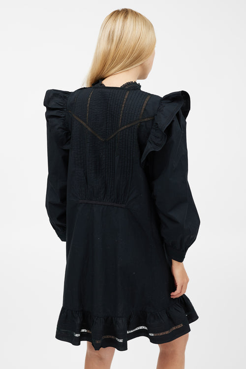 Dôen Black Pleated Lace Dress