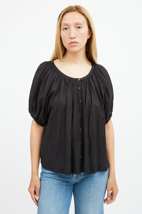 Dôen Black Ruched Top