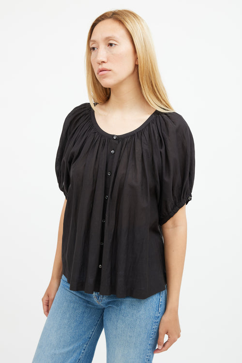 Dôen Black Ruched Top