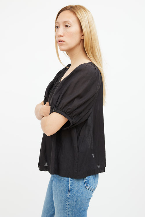 Dôen Black Ruched Top