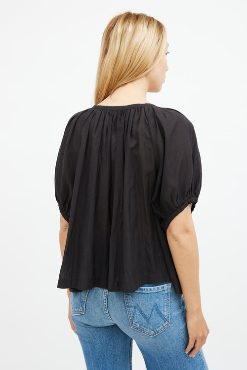 Dôen Black Ruched Top