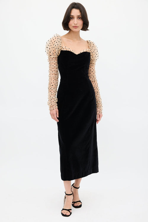 Dôen Black Velvet 
Polka Dot Criselda Dress