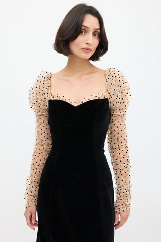 Dôen Black Velvet 
Polka Dot Criselda Dress