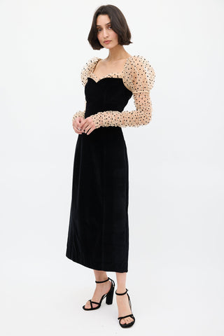 Dôen Black Velvet 
Polka Dot Criselda Dress