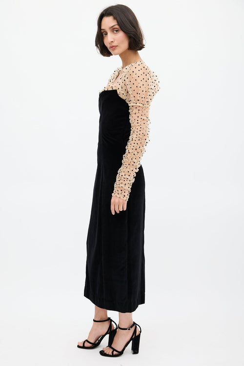 Dôen Black Velvet 
Polka Dot Criselda Dress