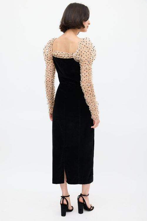 Dôen Black Velvet 
Polka Dot Criselda Dress