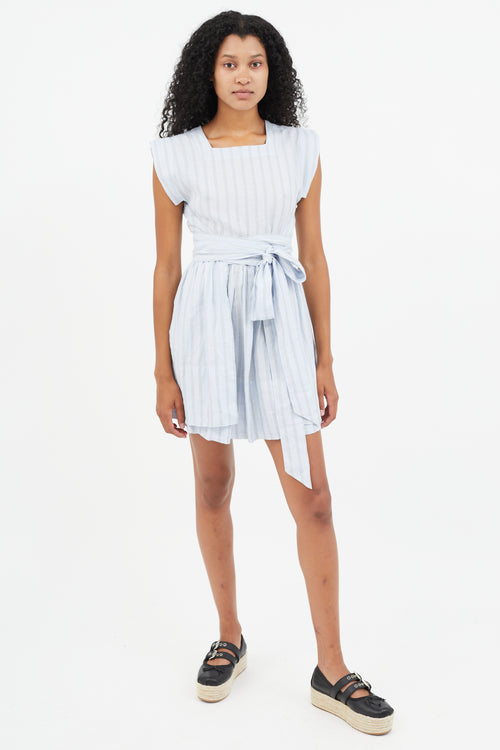 Dôen Blue Stripe Wrap Dress