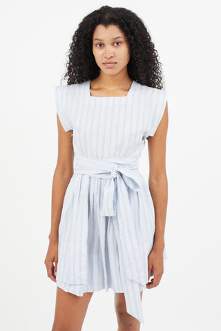 Dôen Blue Stripe Wrap Dress