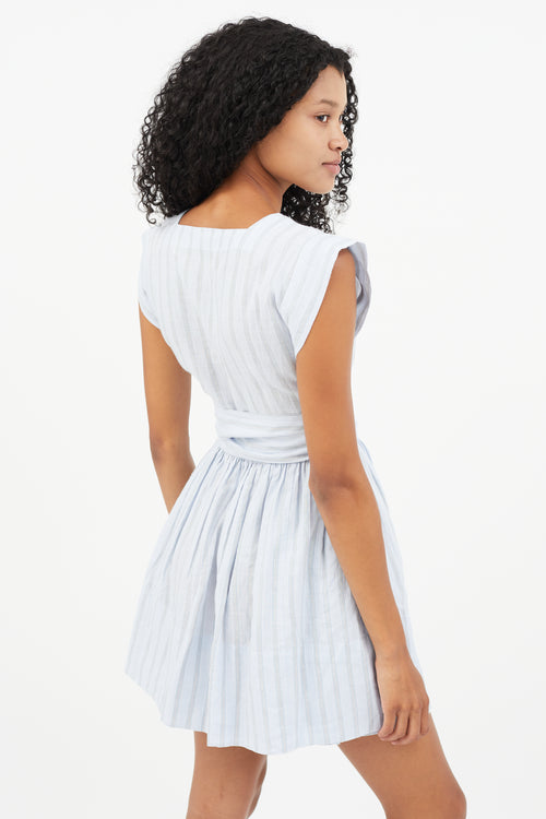 Dôen Blue Stripe Wrap Dress