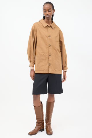 Dôen Brown Cotton Three Pocket Chore Jacket