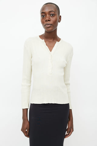 Dôen Cream Ribbed Henley Shirt