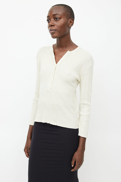 Dôen Cream Ribbed Henley Shirt