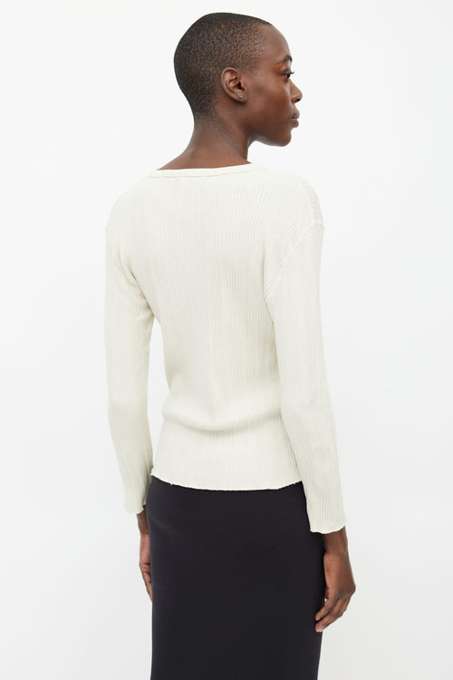 Dôen Cream Ribbed Henley Shirt