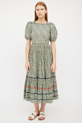 Green Puff Sleeve Fruit Dress Dôen