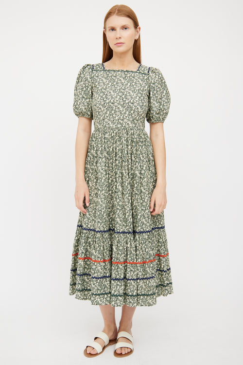 Green Puff Sleeve Fruit Dress Dôen