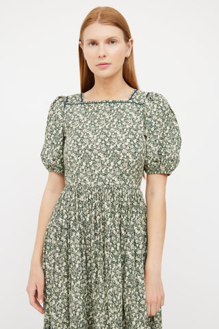 Green Puff Sleeve Fruit Dress Dôen