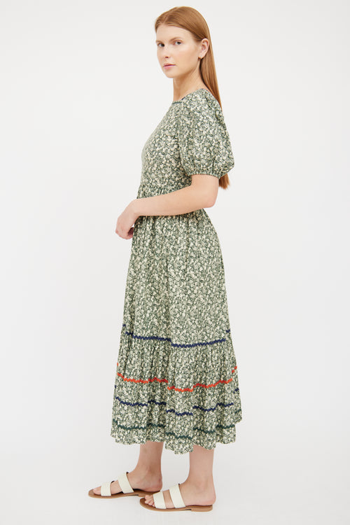 Green Puff Sleeve Fruit Dress Dôen