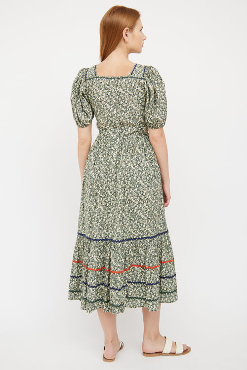 Green Puff Sleeve Fruit Dress Dôen