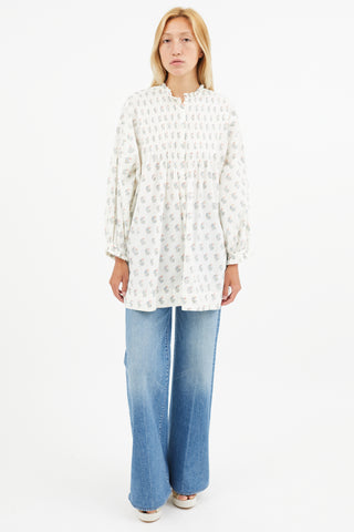 Dôen White 
Multi Floral Blouse