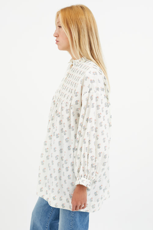 Dôen White 
Multi Floral Blouse